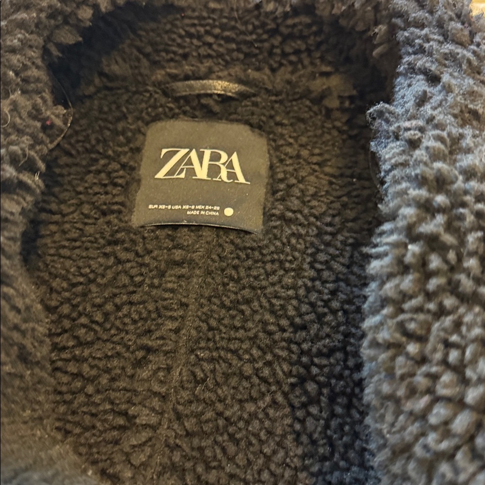 Zara Black Textured Faux Shearling Jacket - Picture 6 of 6